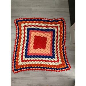 Vintage Hand Knit Afghan Crochet Throw